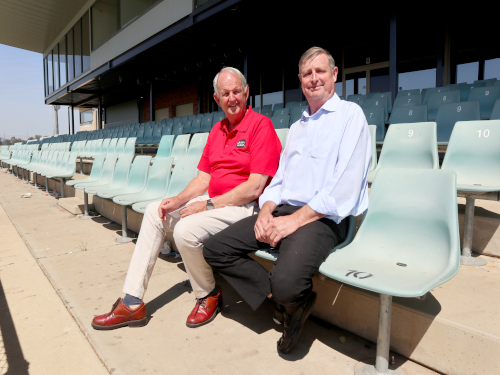 WIN FOR WAGGA: Mayor of the City of Wagga Wagga Councillor Greg Conkey OAM and Wagga Wagga Rugby League secretary Stephen Frankham launch the 2020 NRL Premiership fixture between Canberra Raiders and Newcastle Knights.
