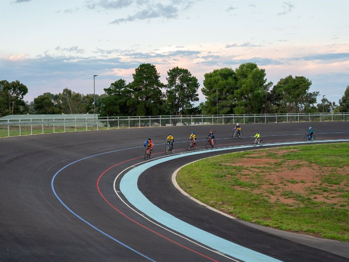 Cyclists riding on the Velodrome