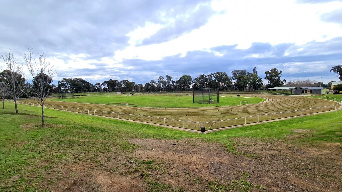 Wide shot of athletics field