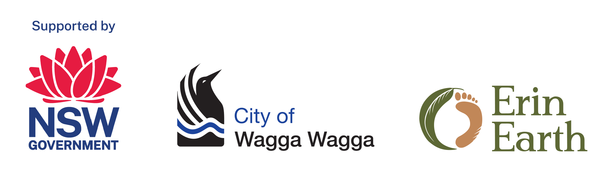 image of corporate logos for Regional Growth NSW Development Corporation, Wagga Wagga City Council and ErinEarth