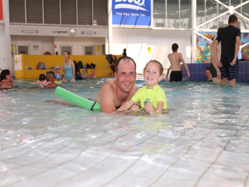 Local families took advantage of free entry into the Oasis Regional Aquatic Centre to escape Thursday's extreme weather conditions.