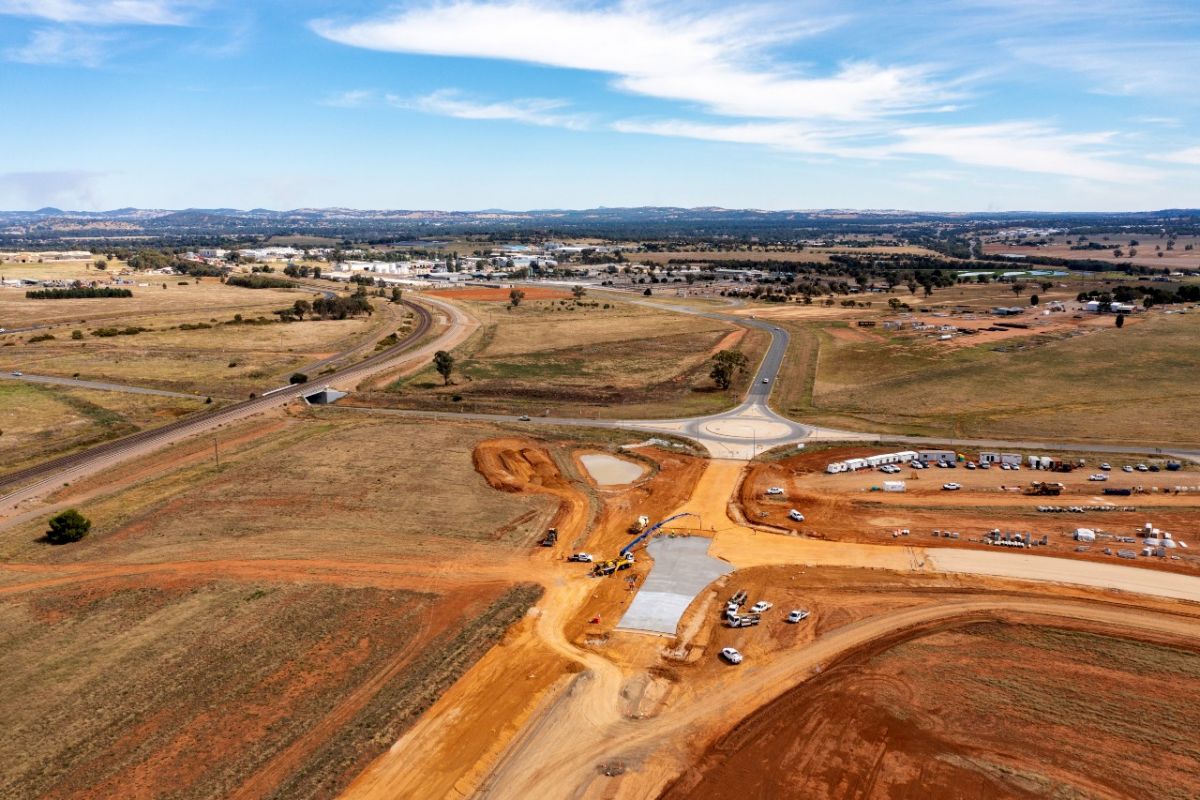 Aerial of new access road being constructed at RiFL